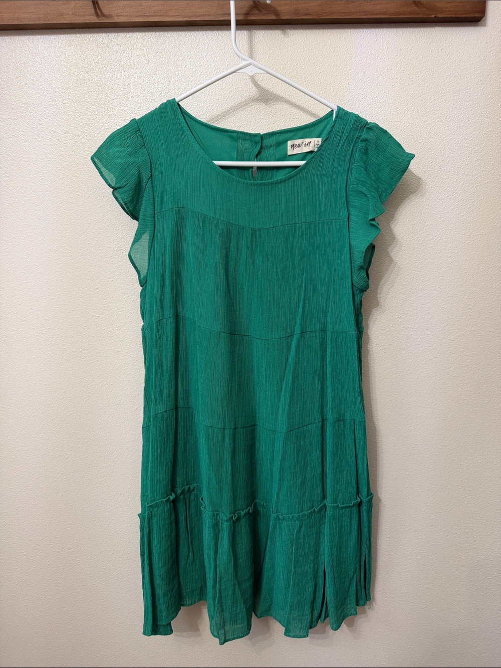 Women’s Emerald Green Flutter Sleeve Dress